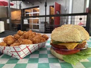 Robot Chicken with tots at Green Machine Grill in Colorado Springs
