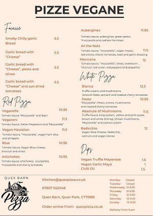 Vegan Menu   at The Pizza Lab in Ramsgate