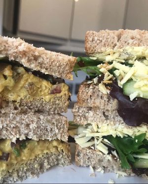 Freshly made sandwiches at Earthly Vegan Caterers in Cardiff
