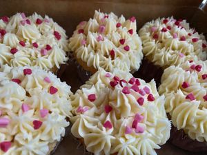 Rose infused cupcakes at Earthly Vegan Caterers in Cardiff