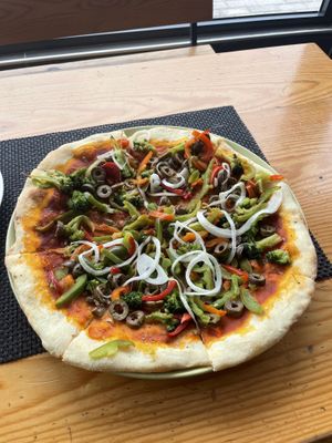 vegan pizza without mushrooms and cheese (330 denar)  at Dolce Vita in Ohrid