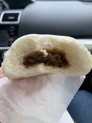 Inside the steamed buns…they are so good!   at Pho Vegan Asian Cuisine in Folsom