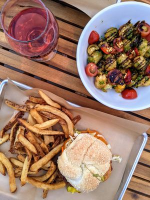 Burger and tots at Grid City Beer Works in Salt Lake City