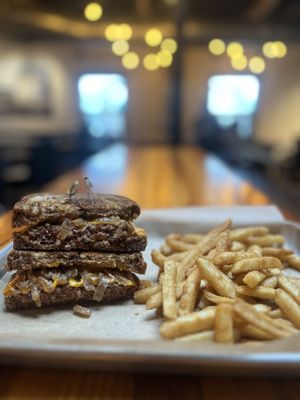 333 melt - hands down the best vegan patty melt  at Grid City Beer Works in Salt Lake City