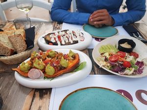 3 of the 4 vegan starter options at Salt & Pepper in Medulin