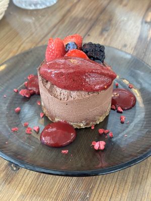 Chocolate cake with fruit sorbet  at Salt & Pepper in Medulin