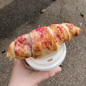 Raspberry croissant fresh from the oven😄 at Kinder Kitchen in South East London