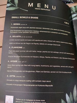 Menú with small dishes at Citta in Hamburg