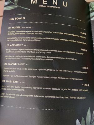 Menú with big dishes at Citta in Hamburg