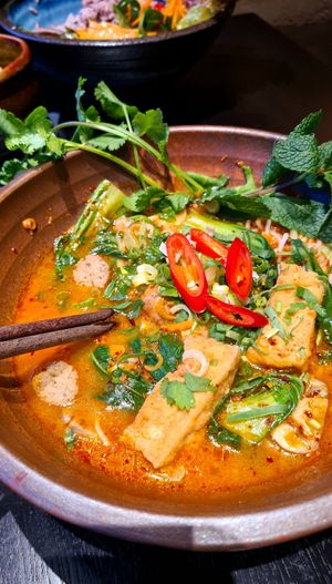 Spicy tofu noodle dish 🌶🌱 at Citta in Hamburg