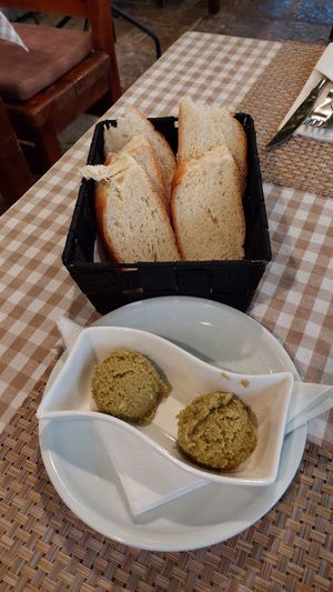 Cover (bread and olive pate) at Rivijera in Budva