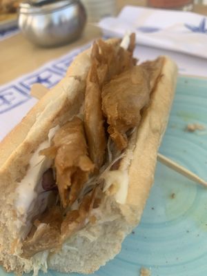 Vegan chicken baguette  at Nissi Beach Cafe in Kos