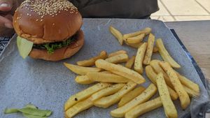 Vegan Burger at Nissi Beach Cafe in Kos