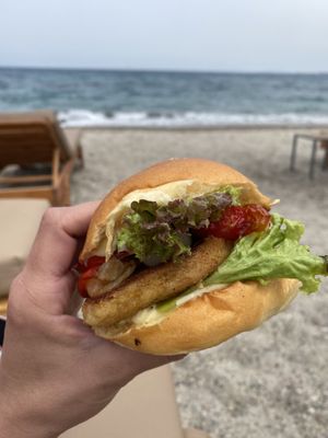 fishless vegan sandwich   at Nissi Beach Cafe in Kos