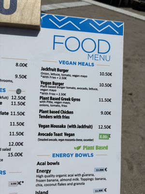 section of their menu. there were other items available too    at Nissi Beach Cafe in Kos