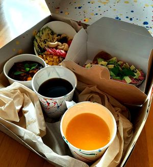 Box from delivery at Artelier Cafe & Bar in Bratislava