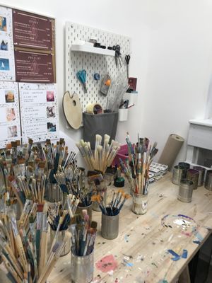 Art supplies  at Artelier Cafe & Bar in Bratislava