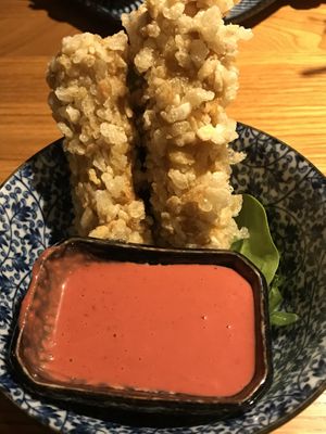 fried tofu in crispy rice flakes #Veganuary at Sen Lüneburg in Lueneburg