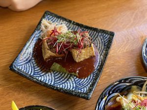 Filled tofu with tomato sauce - Sen Vegan Living, Lüneburg  at Sen Lüneburg in Lueneburg