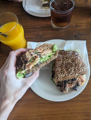 salad, poatoes, mushrooms, vegan majo at Cafe Castille in Valletta
