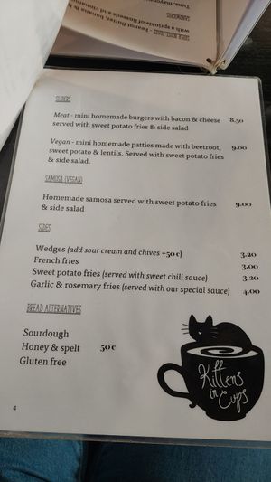 Menu at Black Cat Café in Gozo