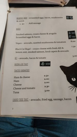 Menu at Black Cat Café in Gozo