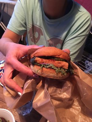 tofu burger at Kitsune Burgers in Brussels