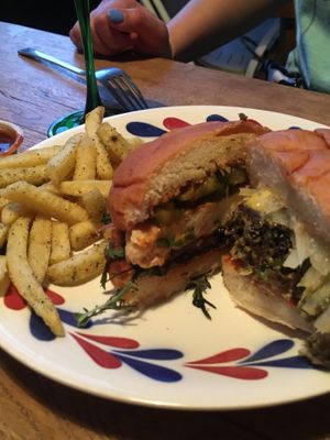 falafel burger at Kitsune Burgers in Brussels