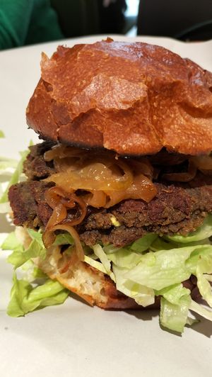 Bacon cheese burger at Kitsune Burgers in Brussels