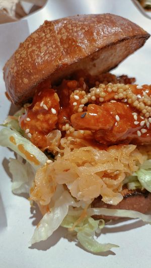 Korean fried mushroom burger at Kitsune Burgers in Brussels