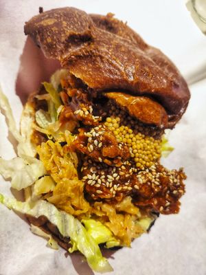 Korean Kimchi Mushroom Burger at Kitsune Burgers in Brussels