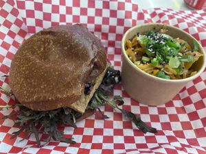Tofu Burger + Kimchi  at Kitsune Burgers in Brussels