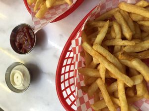 Belgian fries!  at Kitsune Burgers in Brussels