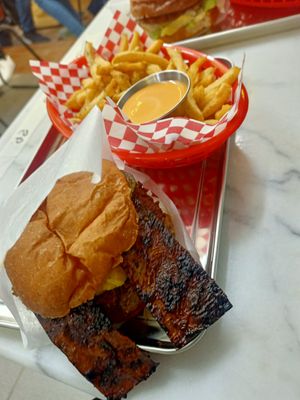 Bacon smash and fries at Kitsune Burgers in Brussels