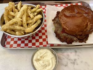 Simple Smash Burger with Frites Furikake and Mayo Kewpie   at Kitsune Burgers in Brussels
