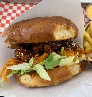 Korean fried mushroom burger (13€) at Kitsune Burgers in Brussels