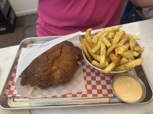 simple smash w/furikake friess  at Kitsune Burgers in Brussels