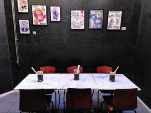 Eat-in space at Kitsune Burgers in Brussels