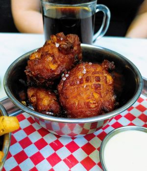 Corn fritters at Kitsune Burgers in Brussels