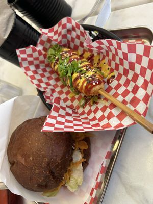 Korean Fried (14€) | Corndog (8€)  at Kitsune Burgers in Brussels