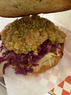 The steak is made out of mushroom 😍  at Kitsune Burgers in Brussels