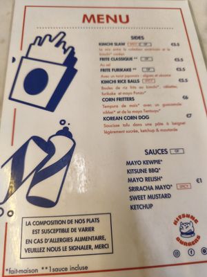 Menu 2 September 2025 at Kitsune Burgers in Brussels