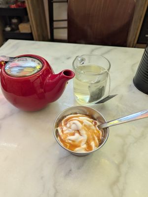 Soft serve and a pot of herbal tea at Kitsune Burgers in Brussels