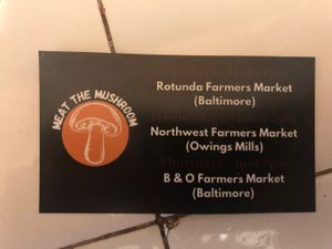 Info card at Meat the Mushroom in Baltimore