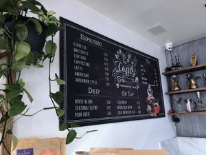Coffee menu at Jordan Pie Cafe in New York City