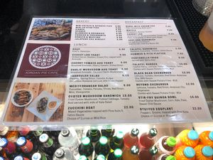 Food menu at Jordan Pie Cafe in New York City