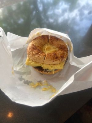 Jesse Applegate on Tajin bagel  at Bowery Bagels in Portland