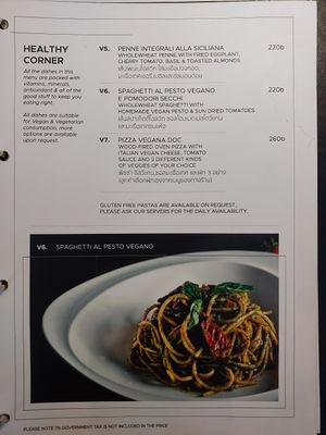 Menu at Why Not? in Chiang Mai