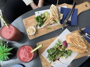 falafel wrap, ham and cheese toastie and smoothies  at Vunch in Bromley