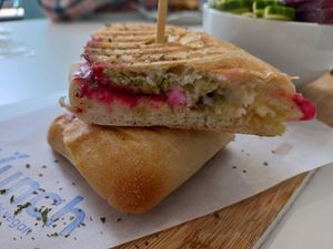 Beetroot and feta grilled panini at Vunch in Bromley